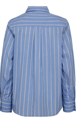 Freequent Skjorte - Sirana - Chambray Blue w. Star Off-white