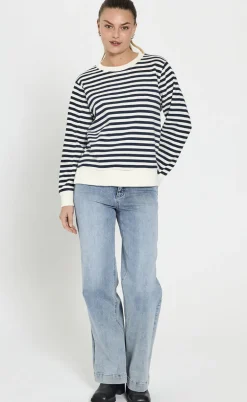 Freequent Striktrøje - Fiffi - Off-white w- Navy Blazer