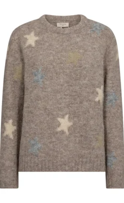 Freequent Striktrøje - Louisa - Silver Mink Melange w. Moonbeam Melange