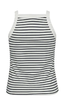 Freequent Top - Zia - Brilliant White w. Navy Blazer