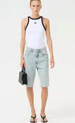 Gestuz Top - Drew Contrast Logo - Bright White