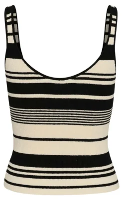 Gestuz Top - Stela - Black/Birch striped