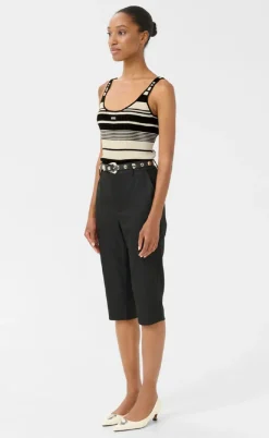 Gestuz Top - Stela - Black/Birch striped