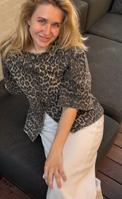 Global Funk Bluse - Lila-G - Leopard Mist