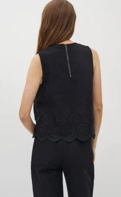 Global Funk Top - Rihne Scallop-G - Black