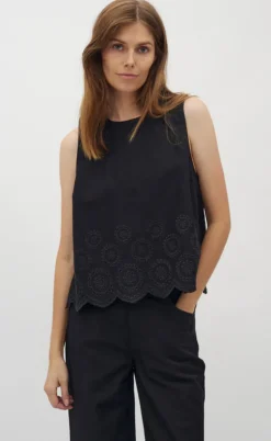 Global Funk Top - Rihne Scallop-G - Black
