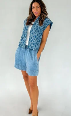 Gossia Vest - Nena - Denim Flowers