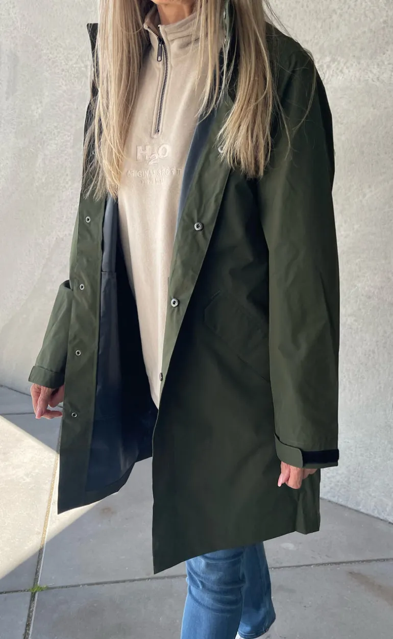 H2O Regnjakke - Rømø Long Unisex - Army