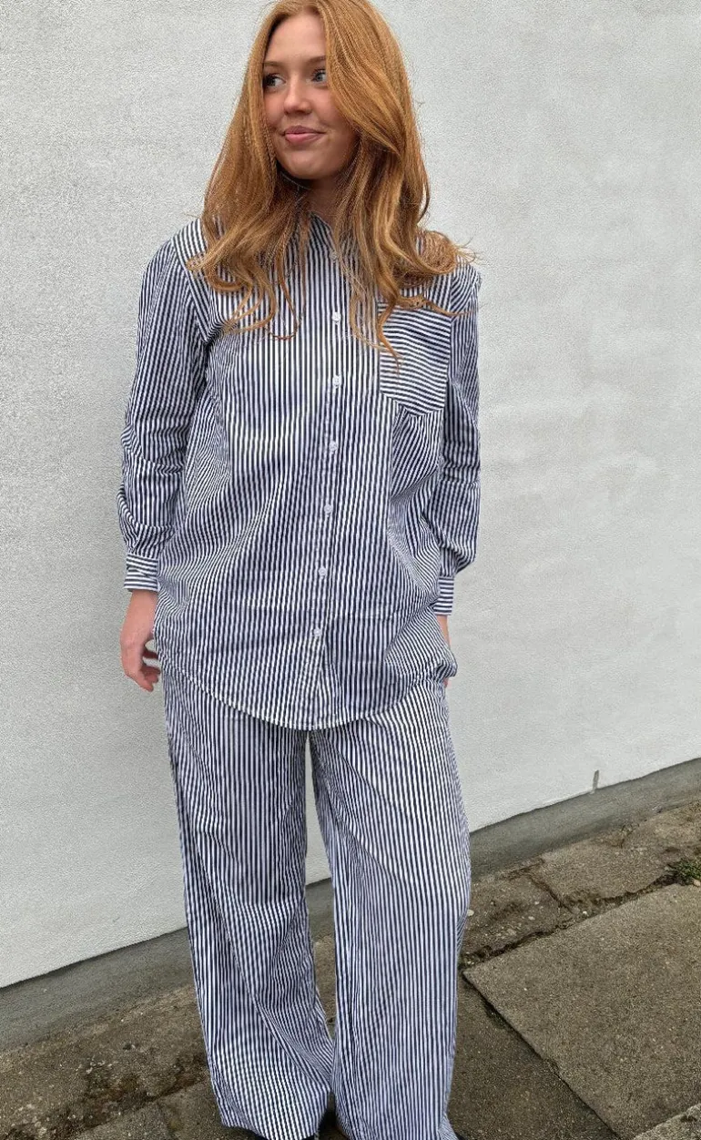 H2O Skjorte - Rønne Essential LS - Black/White Stripe