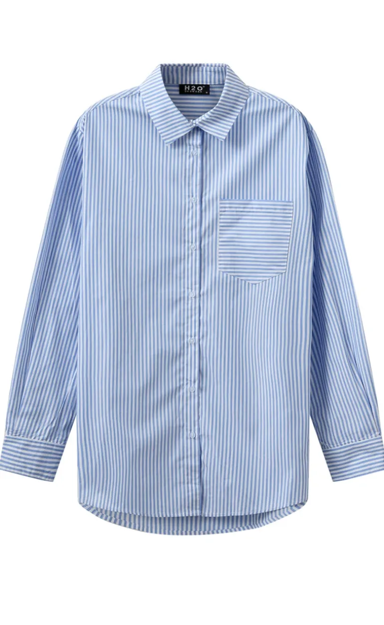 H2O Skjorte - Rønne Essential LS - Blue/White Stripe