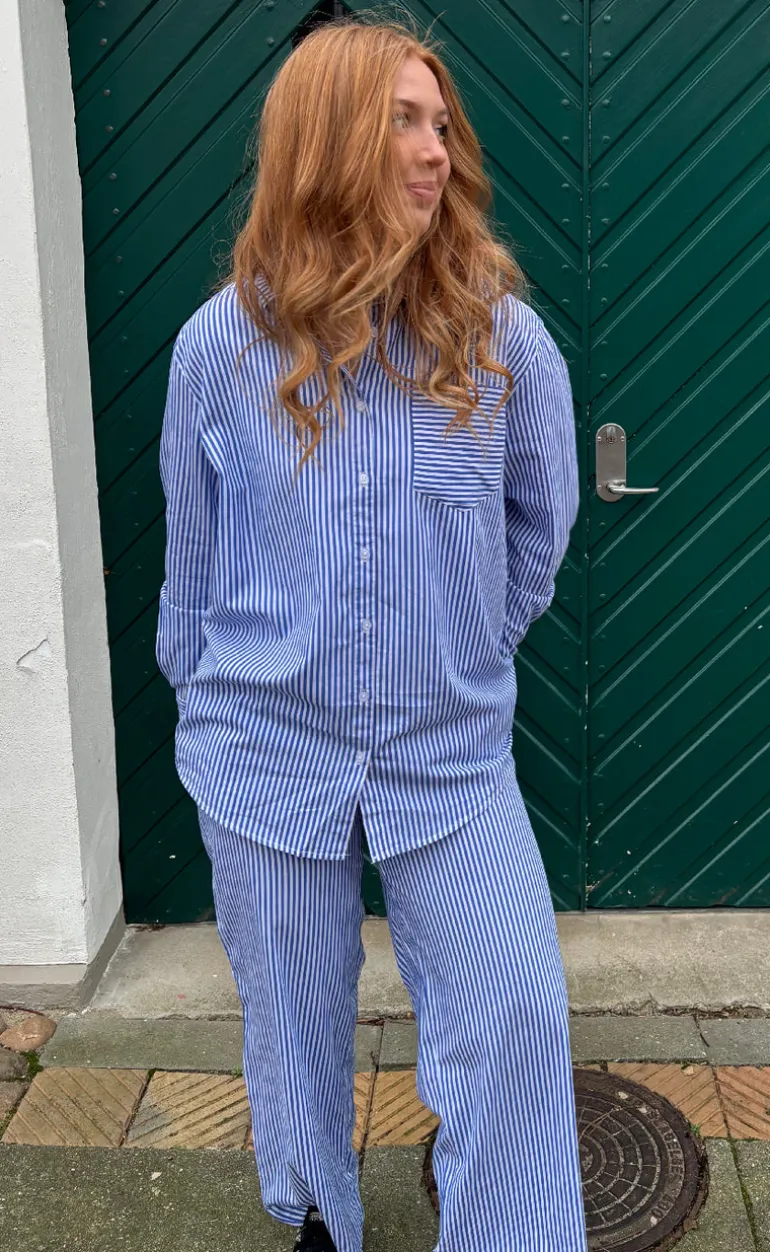 H2O Skjorte - Rønne Essential LS - Blue/White Stripe