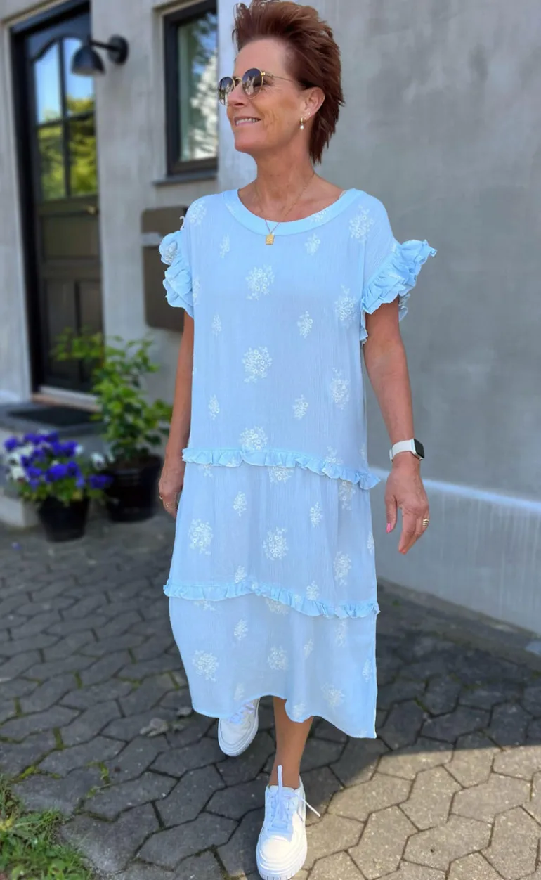 Ina Copenhagen Kjole - Dalila - Light Blue / White Embroidery