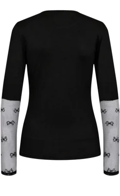 Liberte Bluse - Isa Ls Lace Sleeve - Black Bow