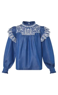 Love & Divine Bluse - Love1294 - Denim/Cream