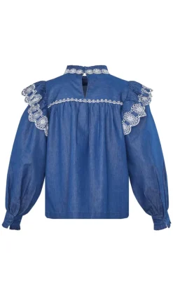 Love & Divine Bluse - Love1294 - Denim/Cream