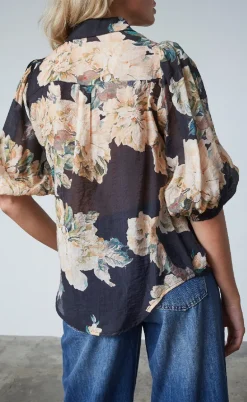 Love & Divine Bluse - Love436-17 - Black/Flower