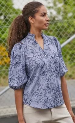 Love & Divine Bluse - Love456-9 - Stripe/Flower