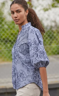Love & Divine Bluse - Love456-9 - Stripe/Flower