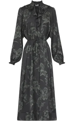 Love & Divine Kjole - Love1194-2 - Black/Green Flower