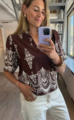 Love & Divine Top - Love1296-2 - Brown/Paisley