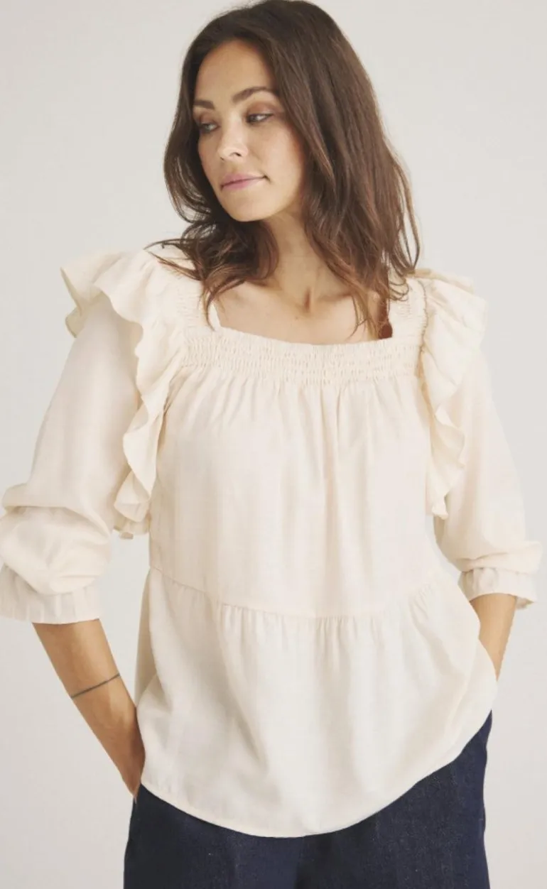 Luxzuz Bluse - Rufsana - Buttercream