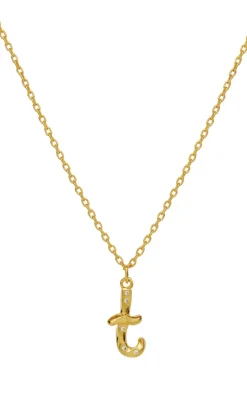 Maanesten Halskæde - T Alphabet - Gold Colour