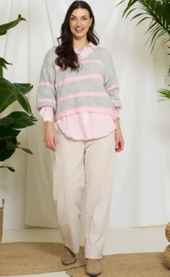Marta Du Chateau Strik - Carene - Light Grey/Baby Pink