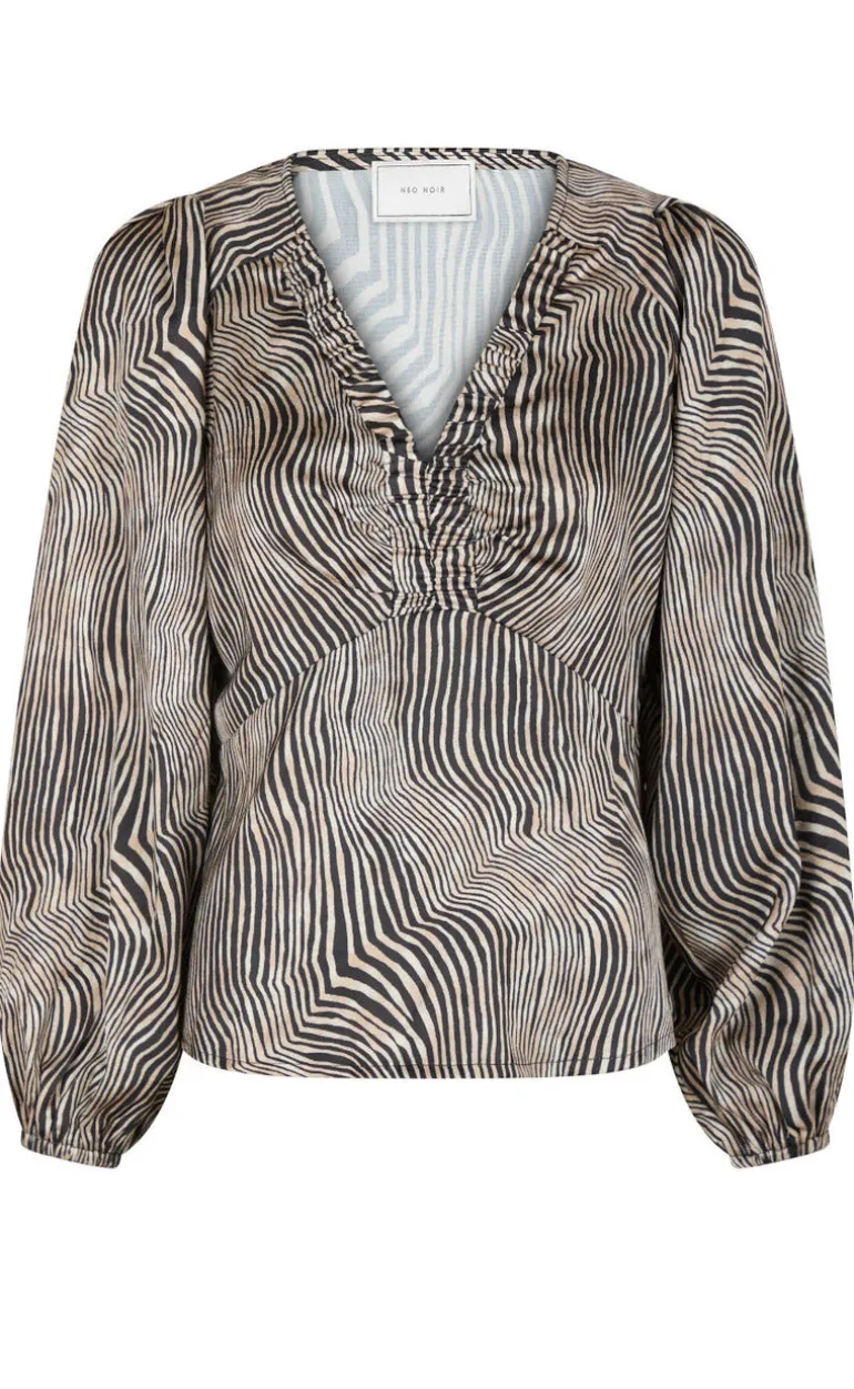 Neo Noir Bluse - Istana Floating Wave - Dark Sand