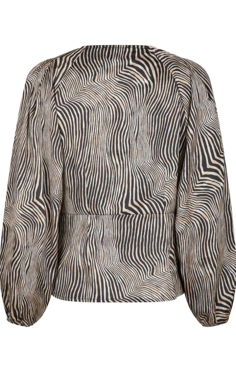 Neo Noir Bluse - Istana Floating Wave - Dark Sand