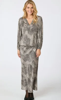 Neo Noir Bluse - Istana Floating Wave - Dark Sand