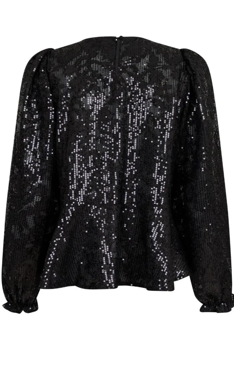 Neo Noir Bluse - Rizzo Sequins - Black