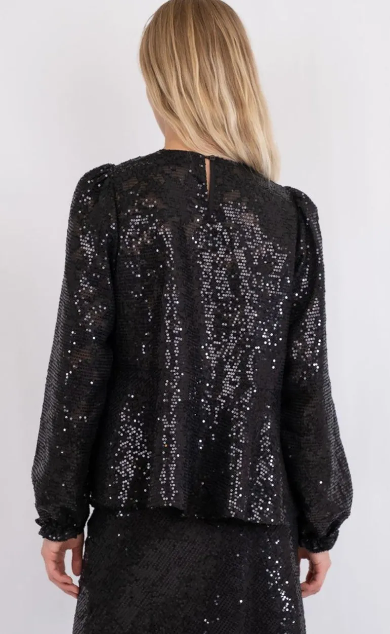Neo Noir Bluse - Rizzo Sequins - Black