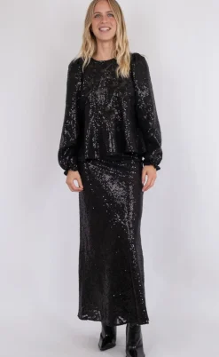 Neo Noir Bluse - Rizzo Sequins - Black