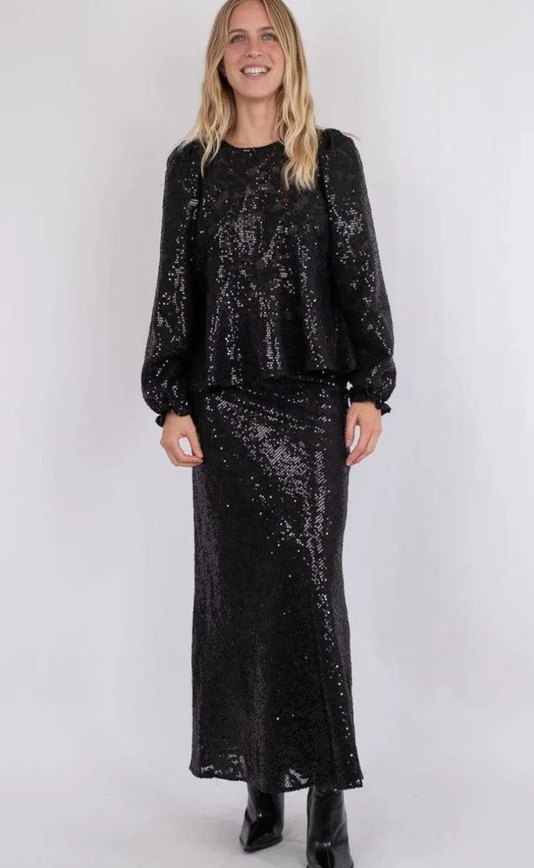 Neo Noir Bluse - Rizzo Sequins - Black