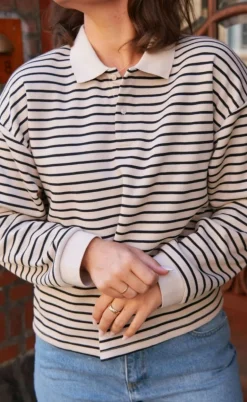 Neo Noir Bluse - Sara Stripe - Sand