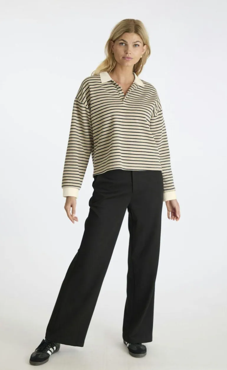 Neo Noir Bluse - Sara Stripe - Sand