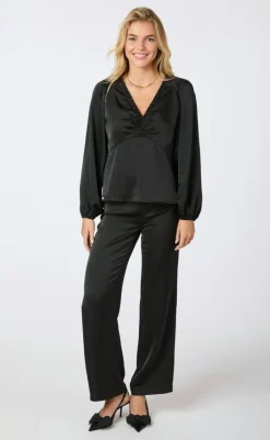 Neo Noir Bukser - Debra Heavy Sateen - Black