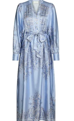 Neo Noir Kjole - Nova Paisley Border - Light Blue