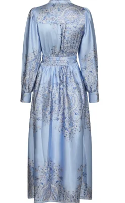 Neo Noir Kjole - Nova Paisley Border - Light Blue