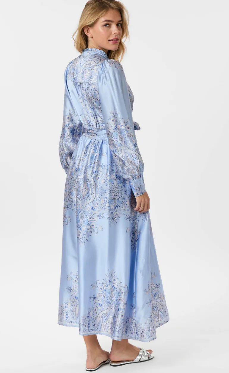 Neo Noir Kjole - Nova Paisley Border - Light Blue