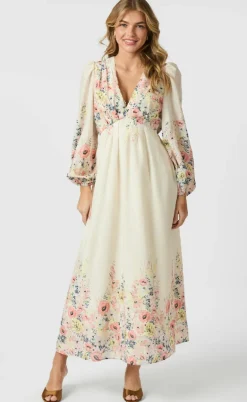Neo Noir Kjole - Silfi Flower - Creme