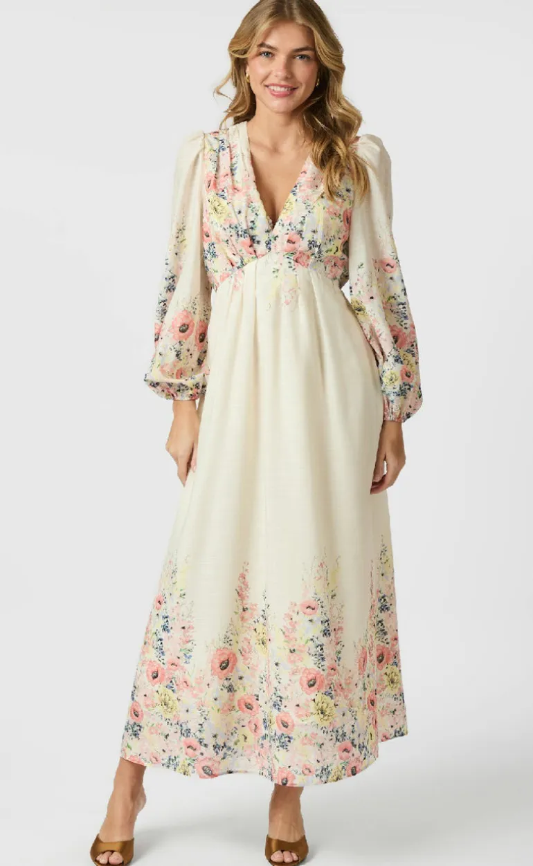 Neo Noir Kjole - Silfi Flower - Creme