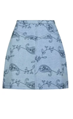 Neo Noir Nederdel - Gabani Embrodiery - Blue