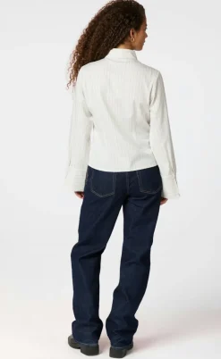 Neo Noir Skjorte - Rosa Pinstripe - White
