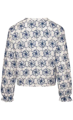 Noella Bluse - Krisina - White Blue Combo