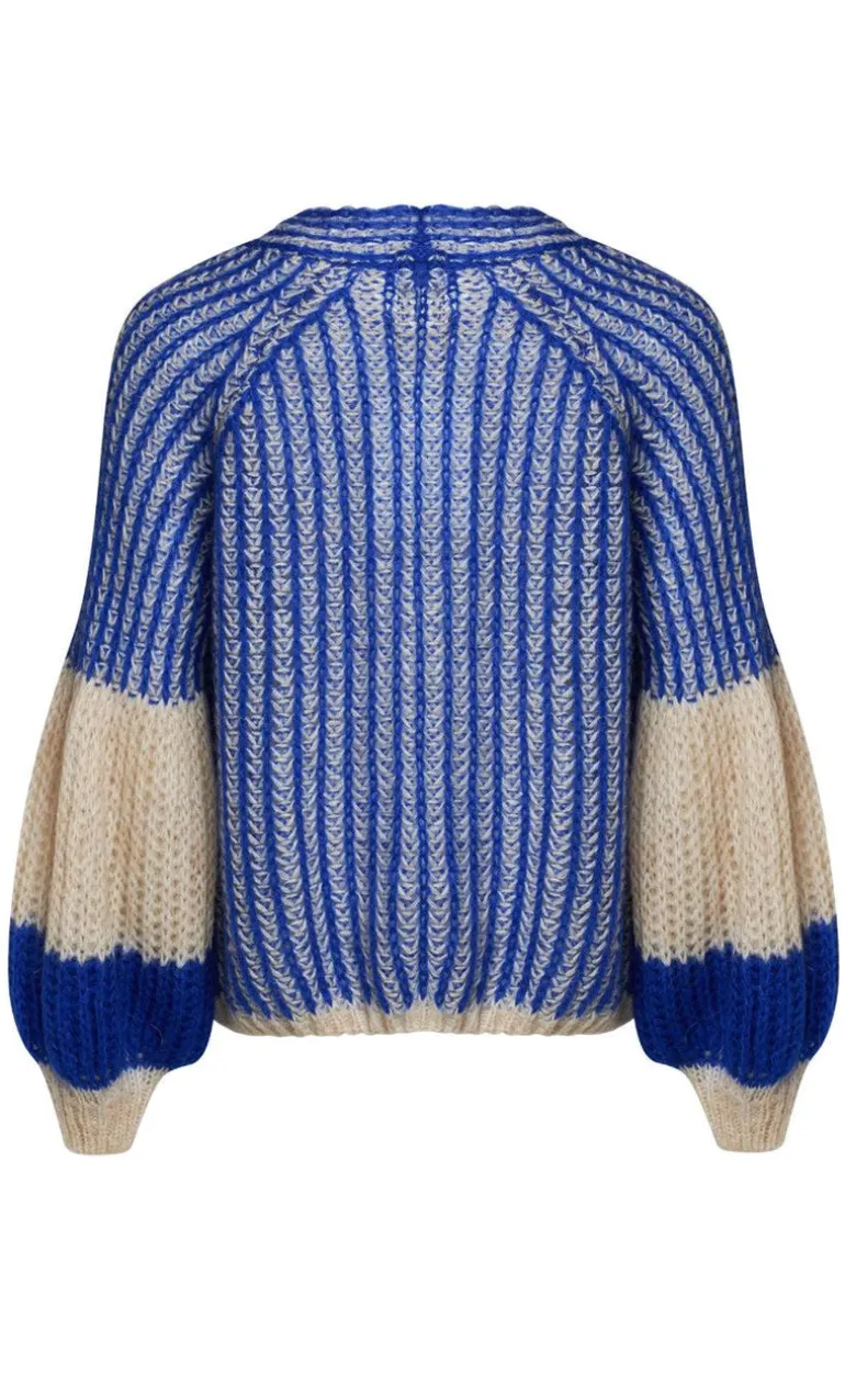 Noella Cardigan - Liana - Cream/Cobalt Blue
