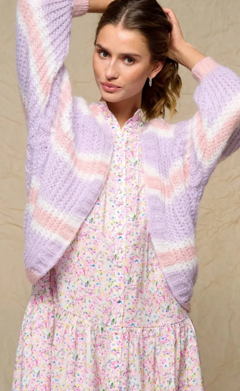 Noella Cardigan - Vera - Lilac/Rose/White Mix