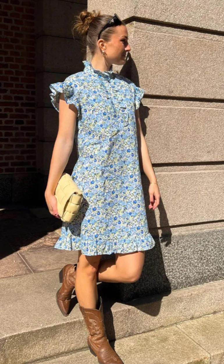 Noella Kjole - Sally - Blue/Yellow Flower