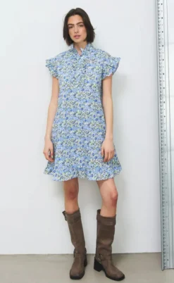 Noella Kjole - Sally - Blue/Yellow Flower