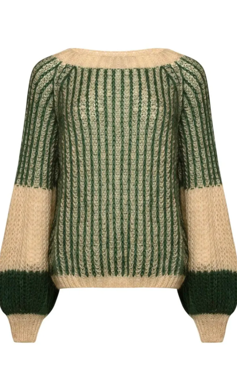 Noella Sweater - Liana - Beige/Bottle Green